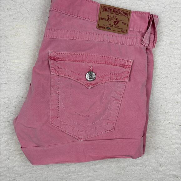 True Religion Pink Cuffed Denim Shorts | Size 28 | Made in USA - Picture 11 of 12